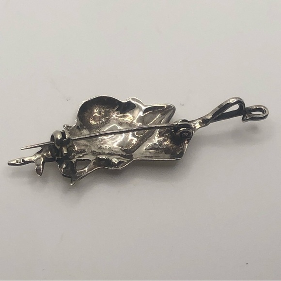 STERLING Silver Umbrella & Hat Brooch / Pendant 2.1” Vintage - Picture 2 of 5